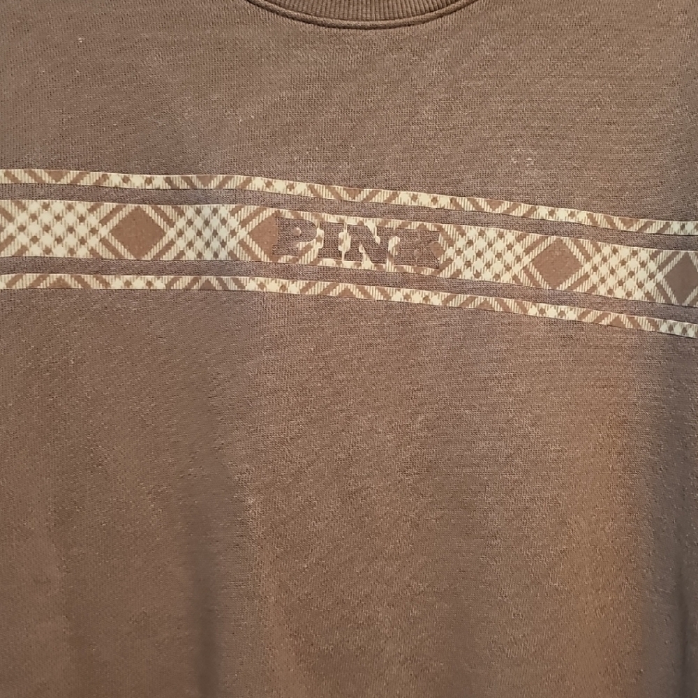PINK Victoria's Secret Brown Patterned Crewneck Sweater - Picture 2 of 4